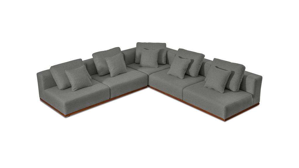 Canapé d'angle modulaire 3 pièces Sunny Days Outdoor, couleur poivre