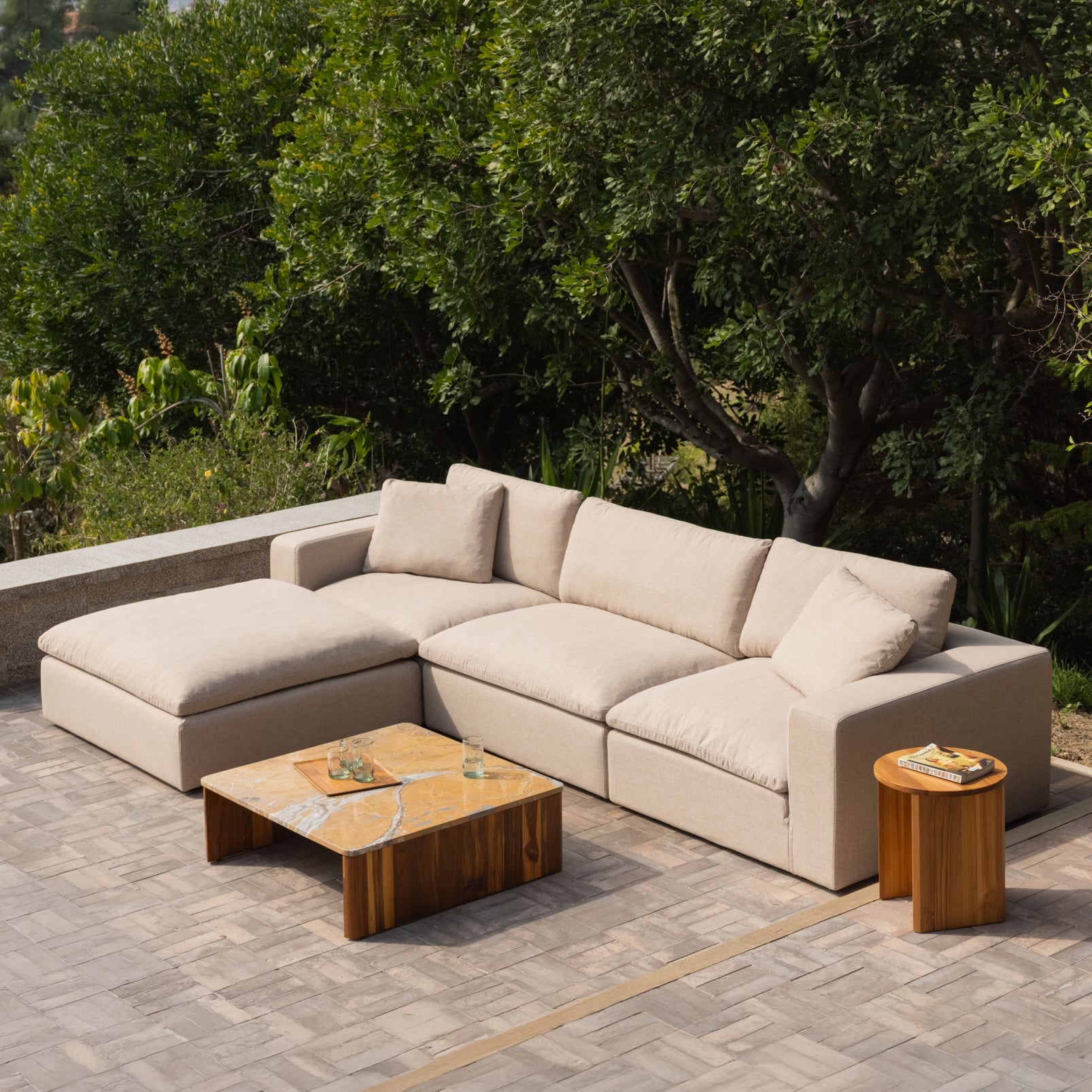 Canapé d'angle modulaire 4 pièces Movie Night™ pour extérieur, grand modèle, désert