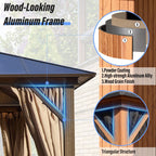 Gazebo à toit rigide EROMMY, pergola d'extérieur avec double toit, filet et rideaux, auvent robuste pour patio, arrière-cour, fête au bord de la piscine