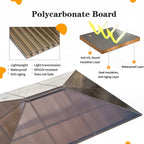 Gazebo à toit rigide EROMMY, pergola d'extérieur avec double toit, filet et rideaux, auvent robuste pour patio, arrière-cour, fête au bord de la piscine