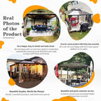 Tonnelle à toit rigide pour jardin – Pergola permanente avec filet, rideaux et double toit, abri extérieur toutes saisons