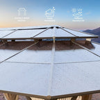 Tonnelle à toit rigide pour jardin – Pergola permanente avec filet, rideaux et double toit, abri extérieur toutes saisons