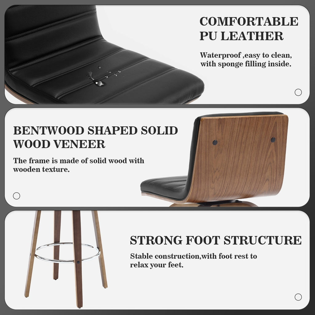 Tabourets de bar/comptoir pivotants en similicuir 26/29, lot de 2/3