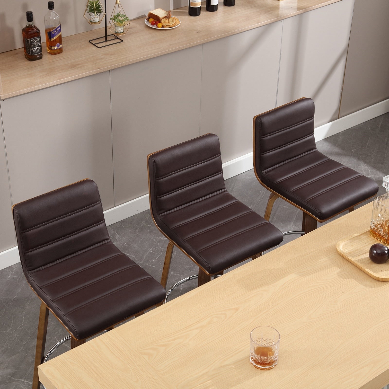 Tabourets de bar/comptoir pivotants en similicuir 26/29, lot de 2/3