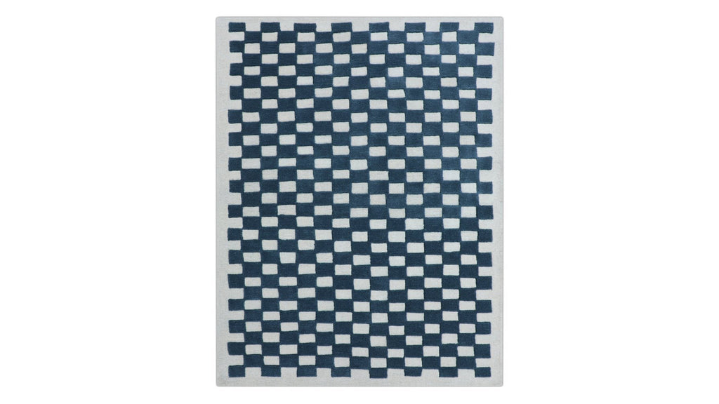 Tapis à carreaux x Scott Sueme, 244 x 305 cm, bleu sarcelle