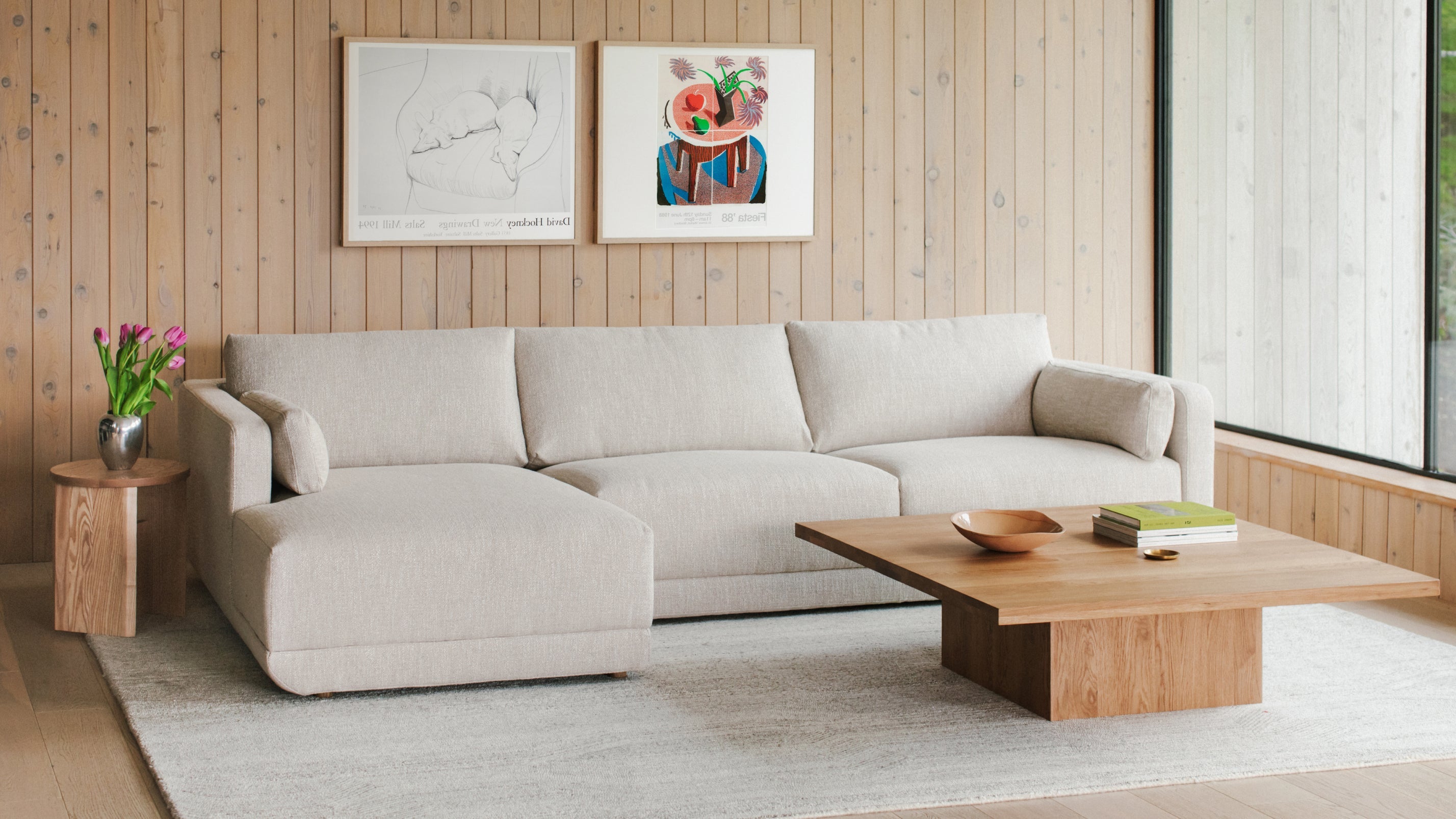 Canapé d'angle Come Around, gauche, lin