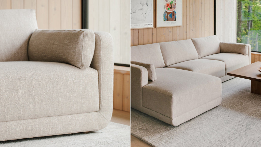 Canapé d'angle Come Around, gauche, lin