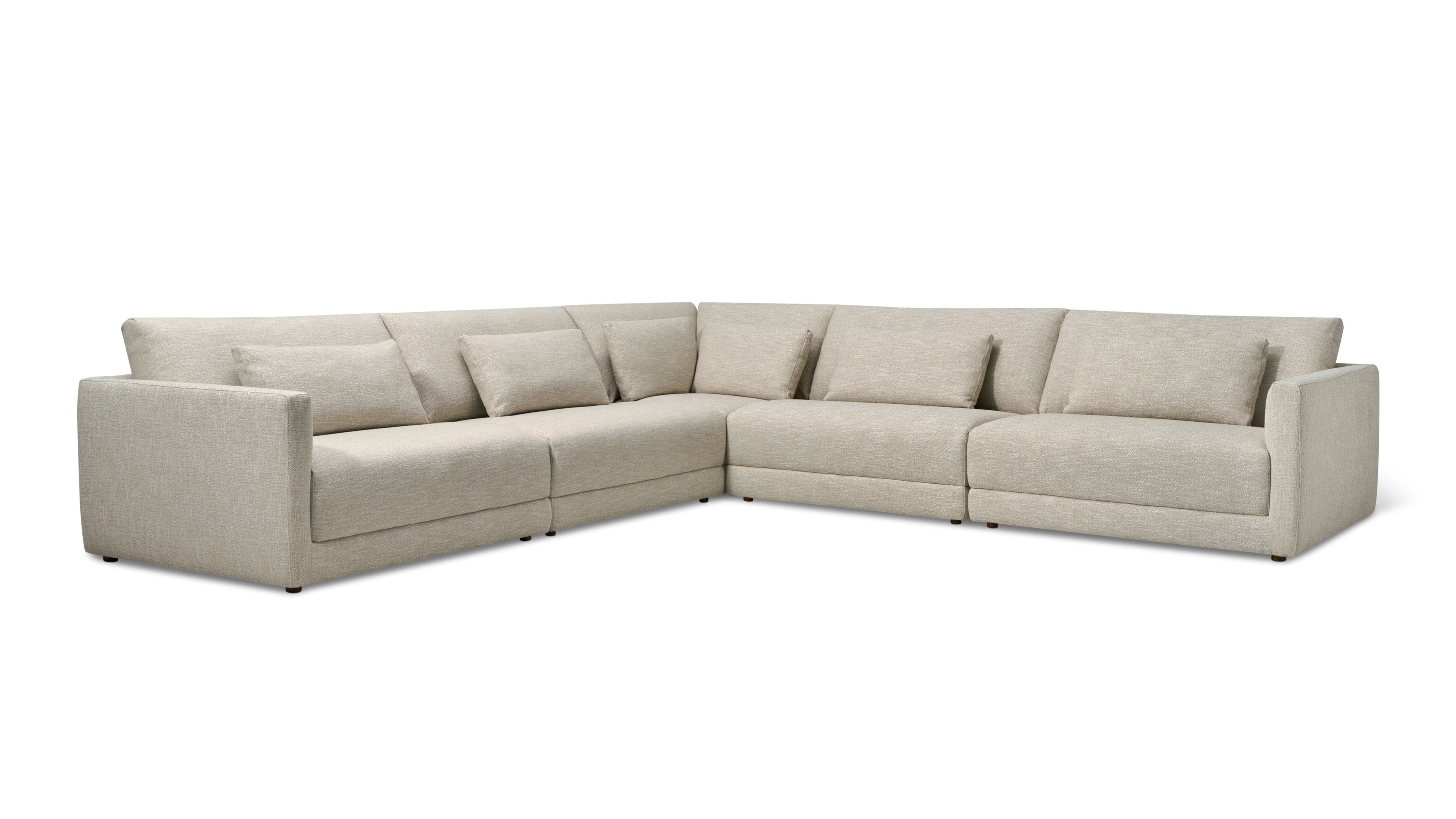 Canapé d'angle modulaire 5 pièces Wind Down, fermé, lin