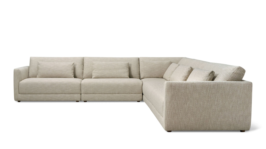 Canapé d'angle modulaire 5 pièces Wind Down, fermé, lin