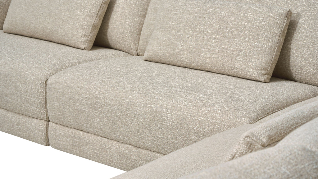 Canapé d'angle modulaire 4 pièces Wind Down, à droite, couleur lin
