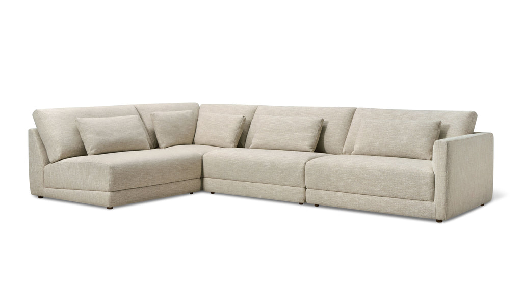Canapé d'angle modulaire 4 pièces Wind Down, à gauche, couleur lin