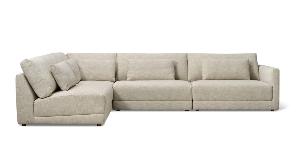 Canapé d'angle modulaire 4 pièces Wind Down, à gauche, couleur lin