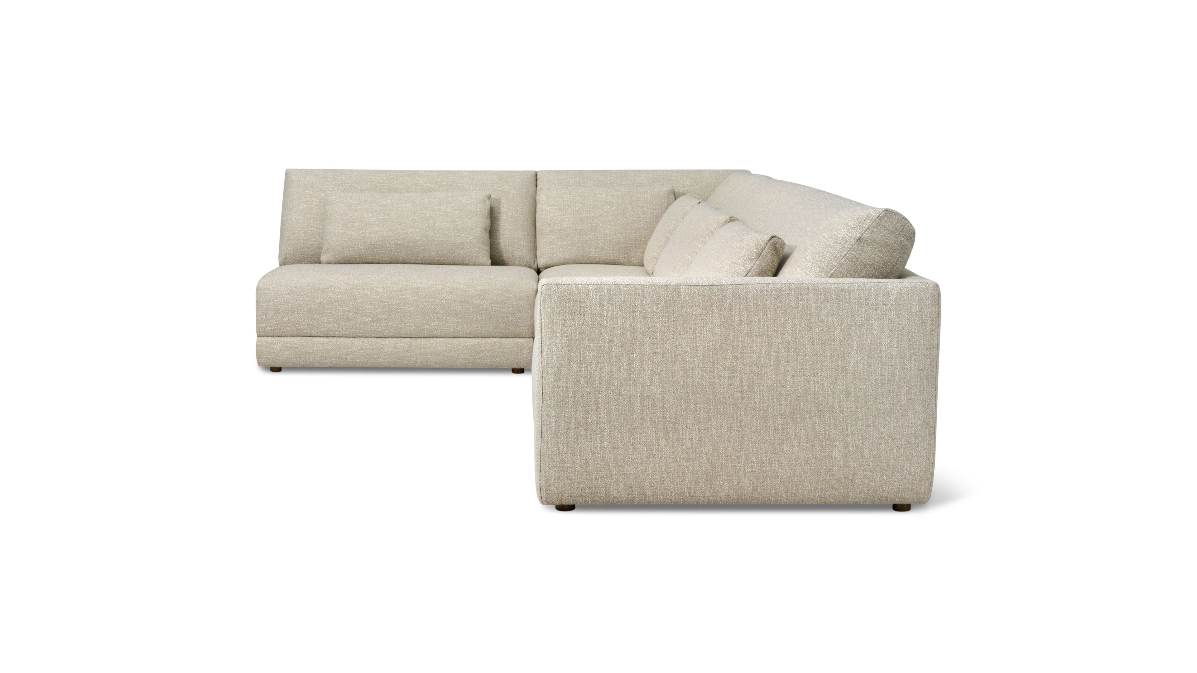 Canapé d'angle modulaire 4 pièces Wind Down, à gauche, couleur lin