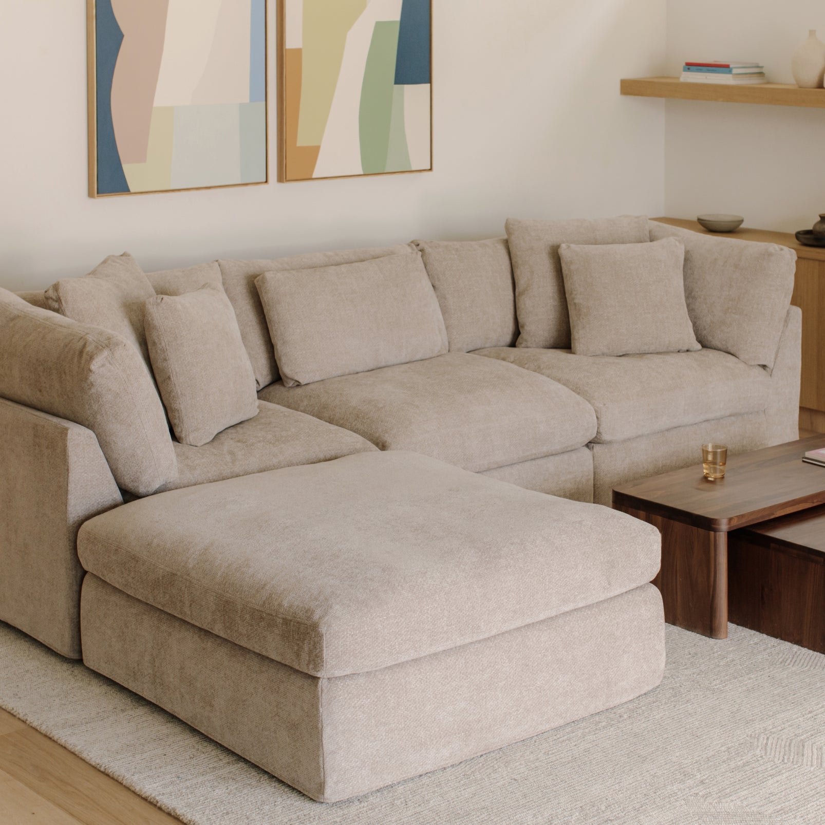 Canapé d'angle modulaire 4 pièces Get Together™, grand modèle, couleur champagne