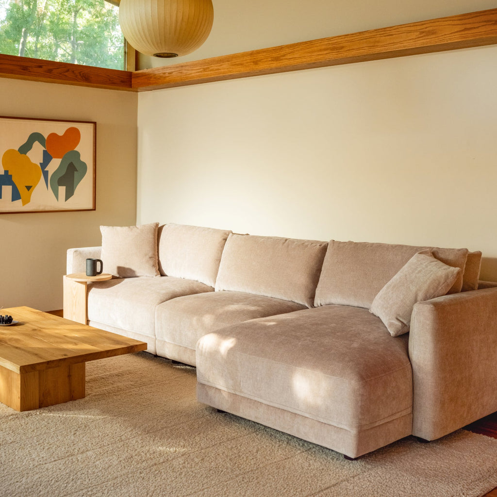 Canapé d'angle modulaire 3 pièces Soft Spot, coloris Noix de cajou