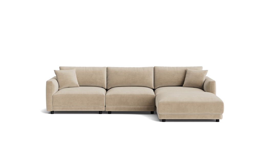 Canapé d'angle modulaire 4 pièces Soft Spot, couleur noix de cajou