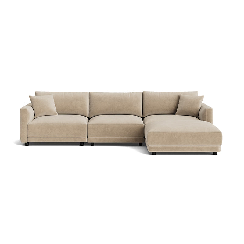 Canapé d'angle modulaire 4 pièces Soft Spot, couleur noix de cajou