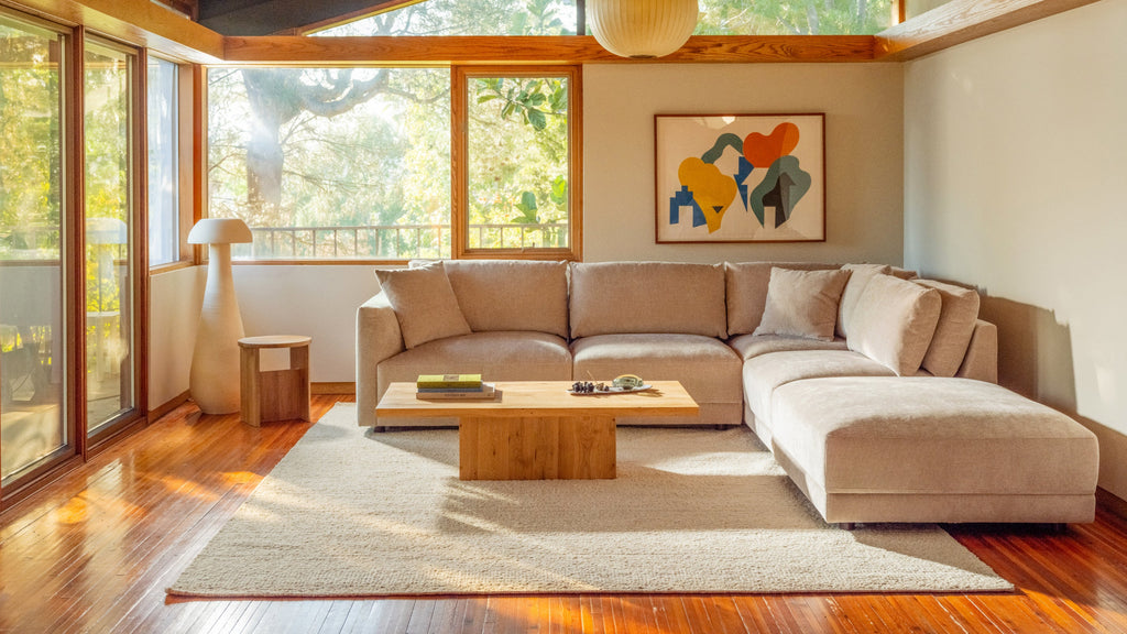 Canapé d'angle modulaire 4 pièces Soft Spot, coloris Noix de cajou