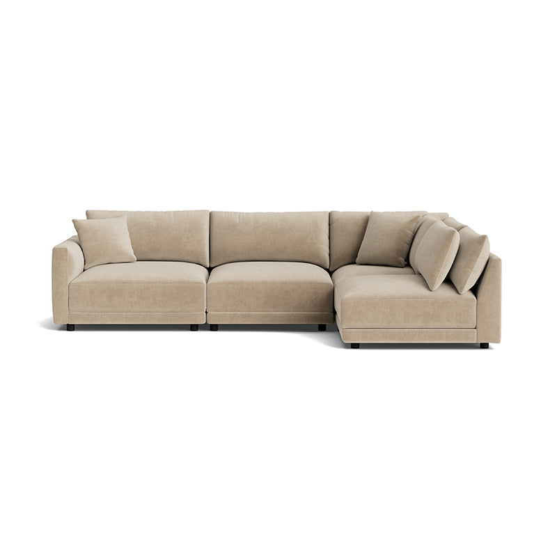 Canapé d'angle modulaire 4 pièces Soft Spot, coloris Noix de cajou