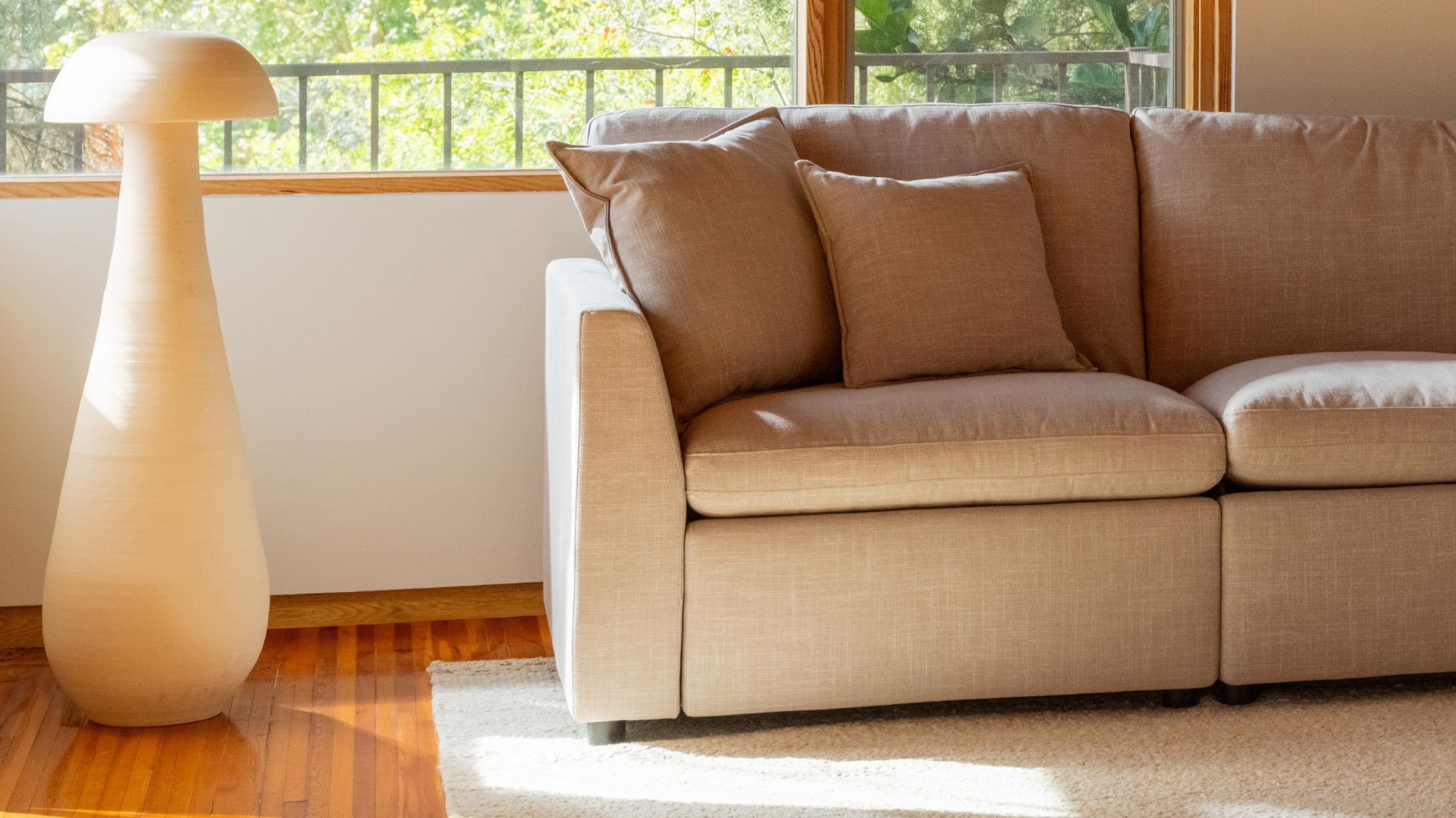 Canapé modulable 2 pièces avec fauteuil inclinable électrique amovible, couleur galet clair