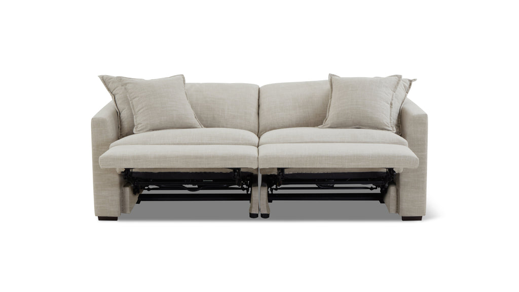 Canapé modulable 2 pièces avec fauteuil inclinable électrique amovible, couleur galet clair