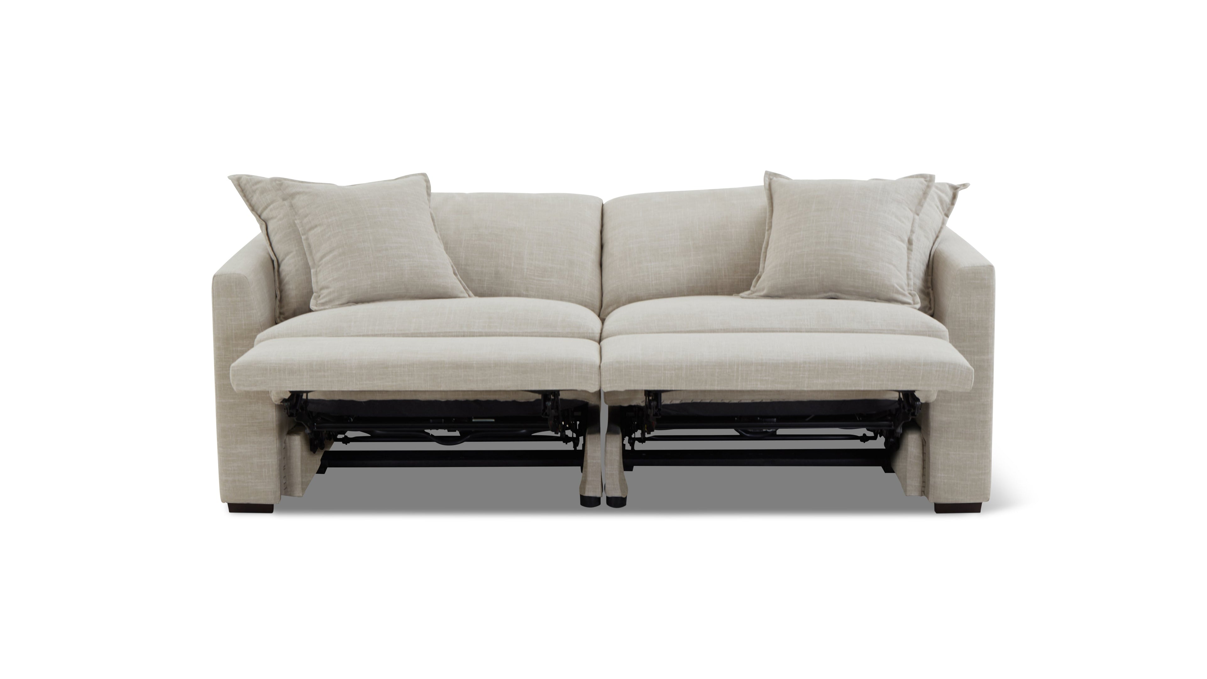 Canapé modulable 2 pièces avec fauteuil inclinable électrique amovible, couleur galet clair