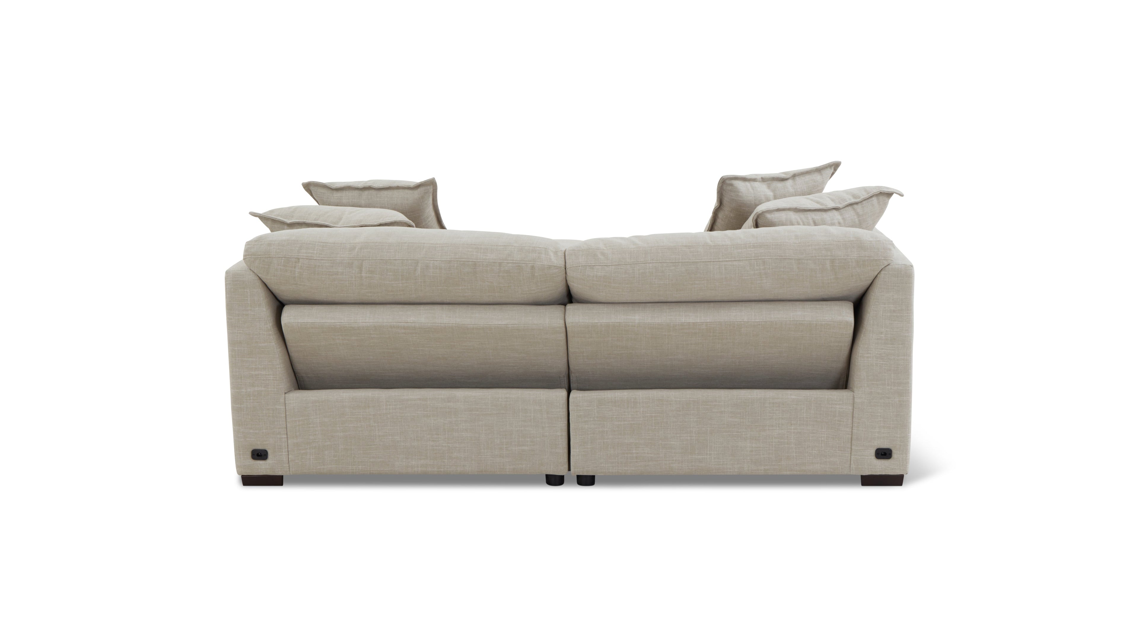 Canapé modulable 2 pièces avec fauteuil inclinable électrique amovible, couleur galet clair