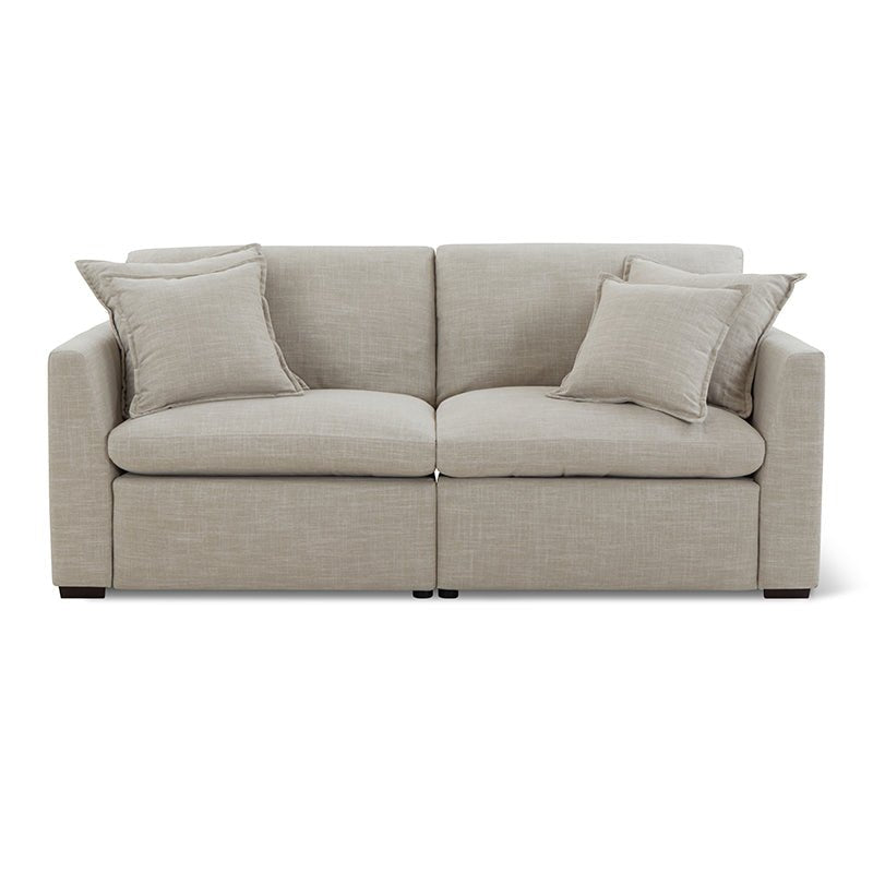 Canapé modulable 2 pièces avec fauteuil inclinable électrique amovible, couleur galet clair