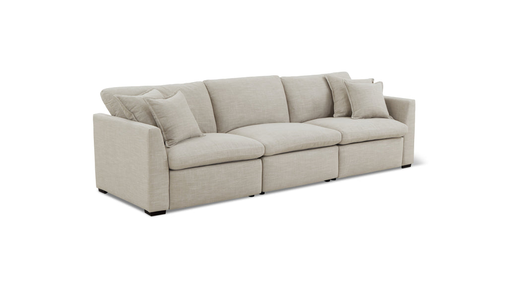 Canapé modulable 3 pièces avec fauteuil inclinable électrique amovible, couleur galet clair