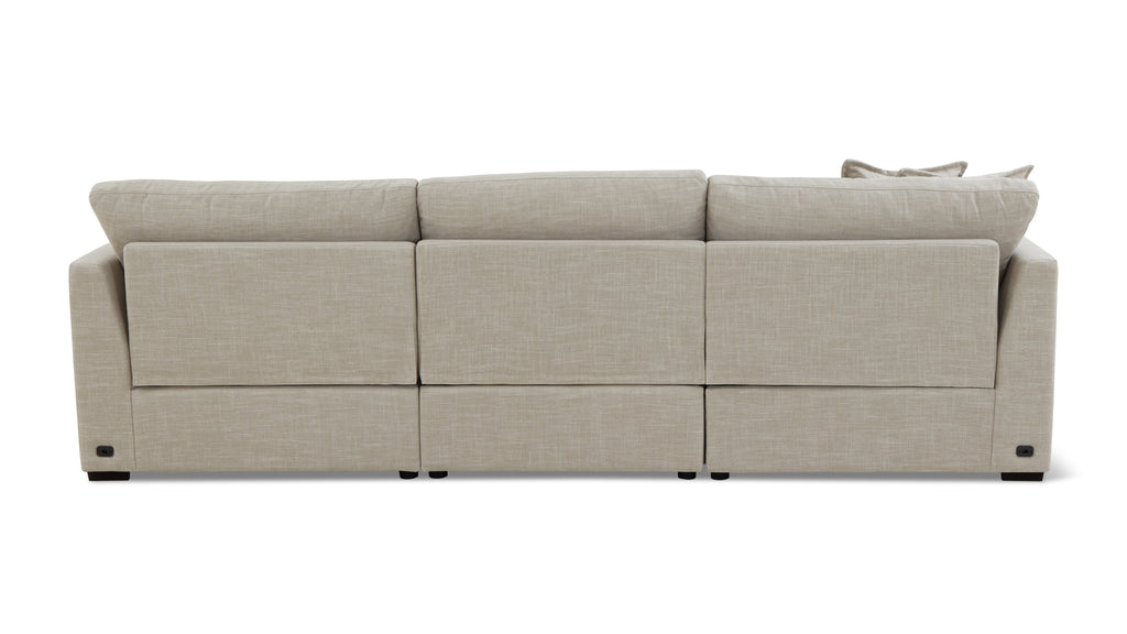 Canapé modulable 3 pièces avec fauteuil inclinable électrique amovible, couleur galet clair