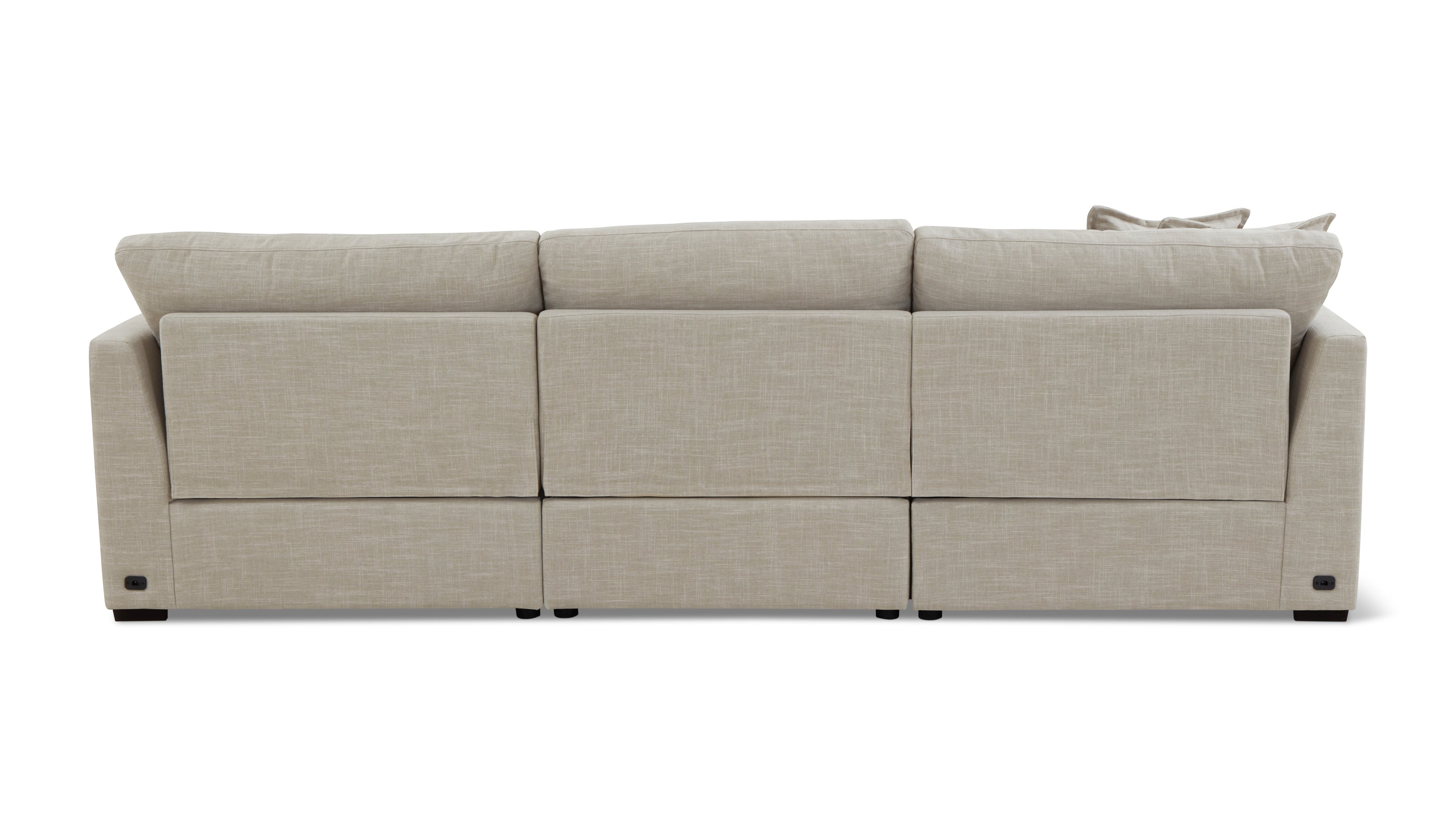 Canapé modulable 3 pièces avec fauteuil inclinable électrique amovible, couleur galet clair