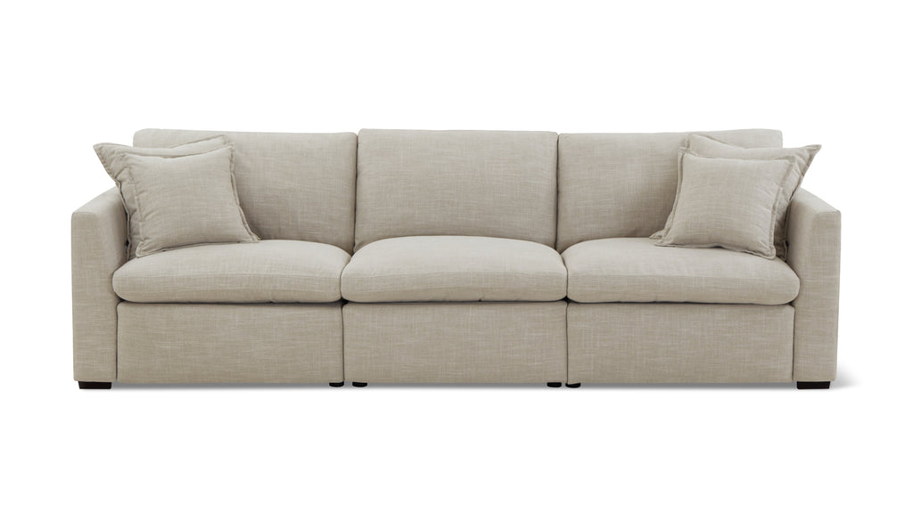 Canapé modulable 3 pièces avec fauteuil inclinable électrique amovible, couleur galet clair