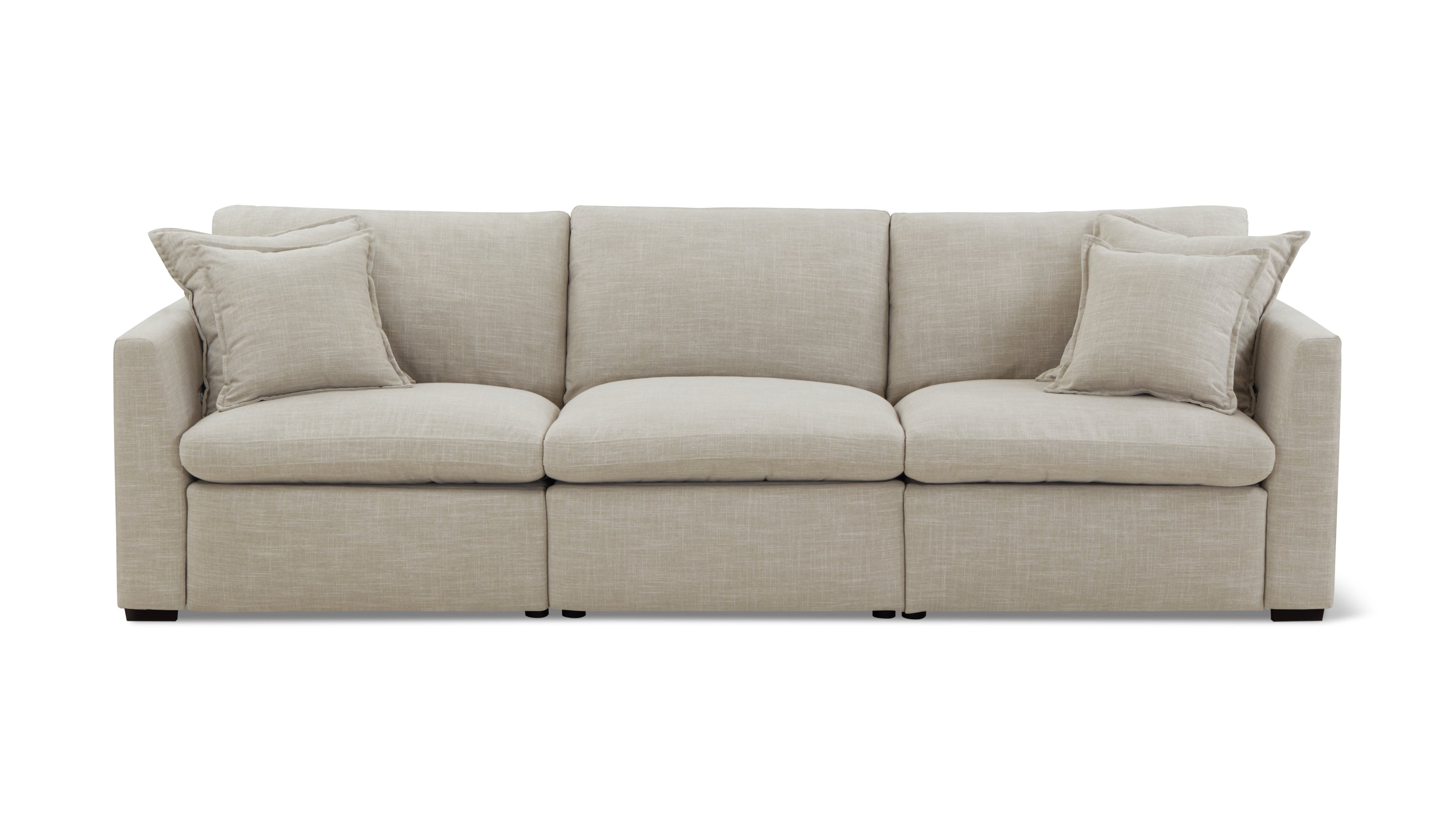 Canapé modulable 3 pièces avec fauteuil inclinable électrique amovible, couleur galet clair