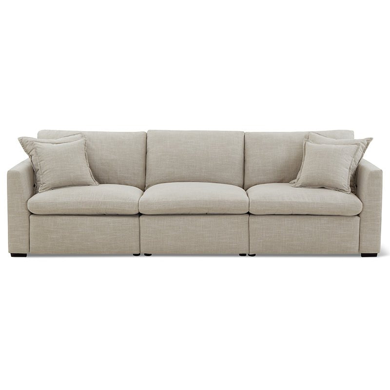 Canapé modulable 3 pièces avec fauteuil inclinable électrique amovible, couleur galet clair