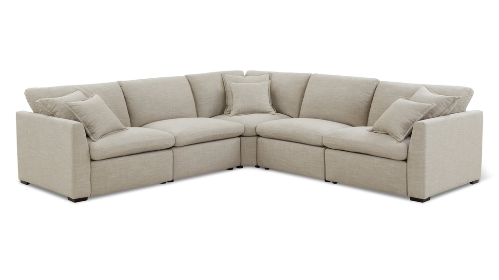 Canapé d'angle modulaire 5 pièces avec fauteuil inclinable électrique amovible, couleur galet clair