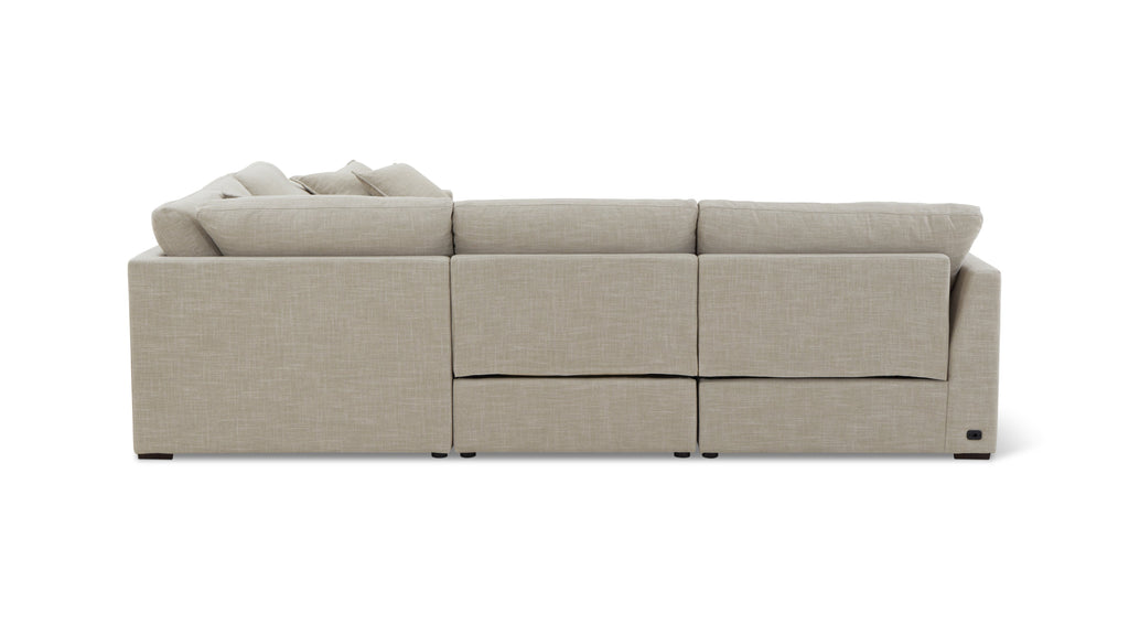 Canapé d'angle modulaire 5 pièces avec fauteuil inclinable électrique amovible, couleur galet clair