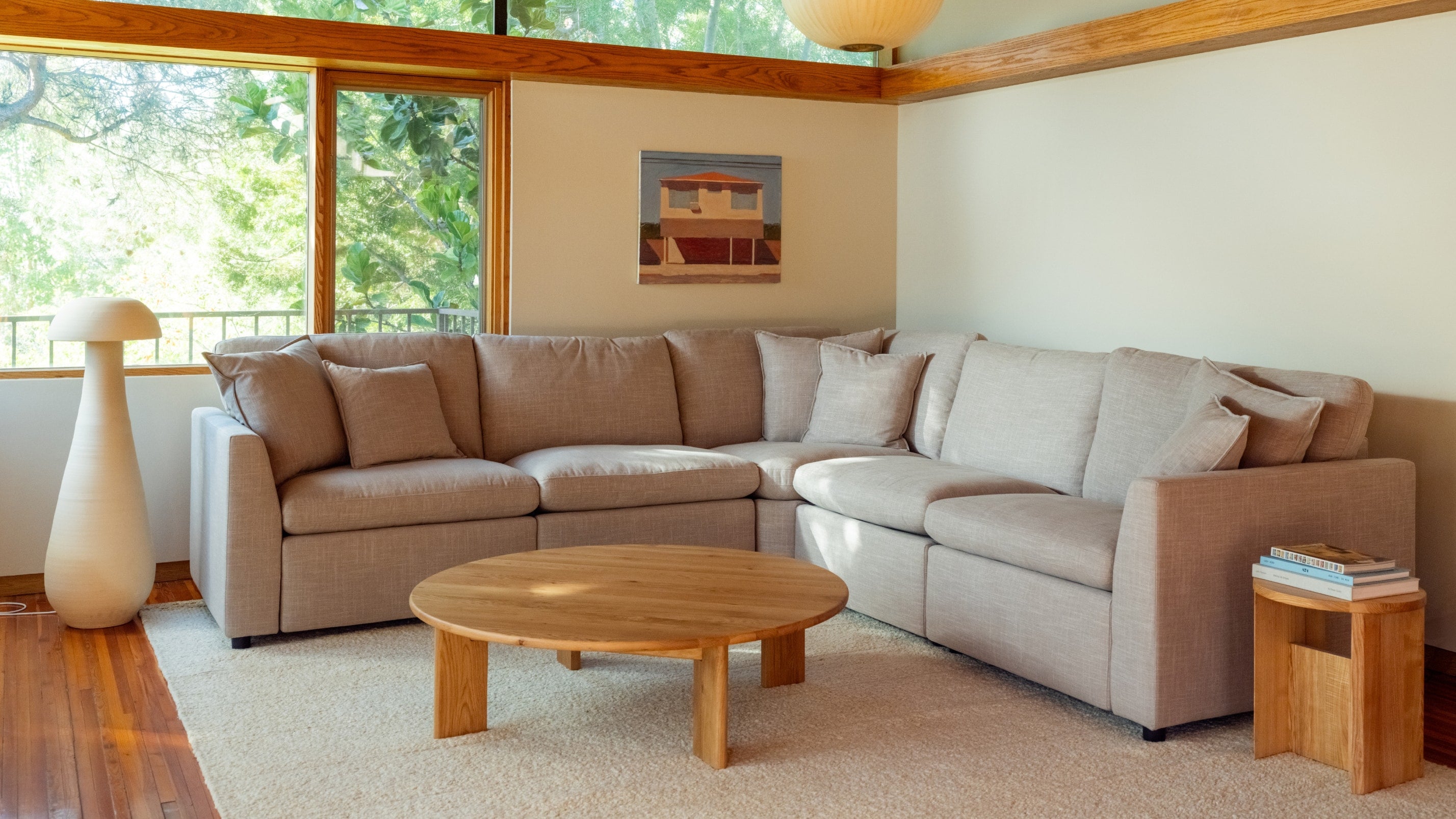 Canapé d'angle modulaire 5 pièces avec fauteuil inclinable électrique amovible, couleur galet clair