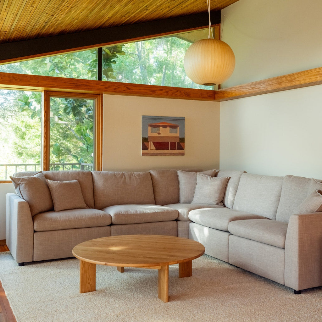 Canapé d'angle modulaire 5 pièces avec fauteuil inclinable électrique amovible, couleur galet clair