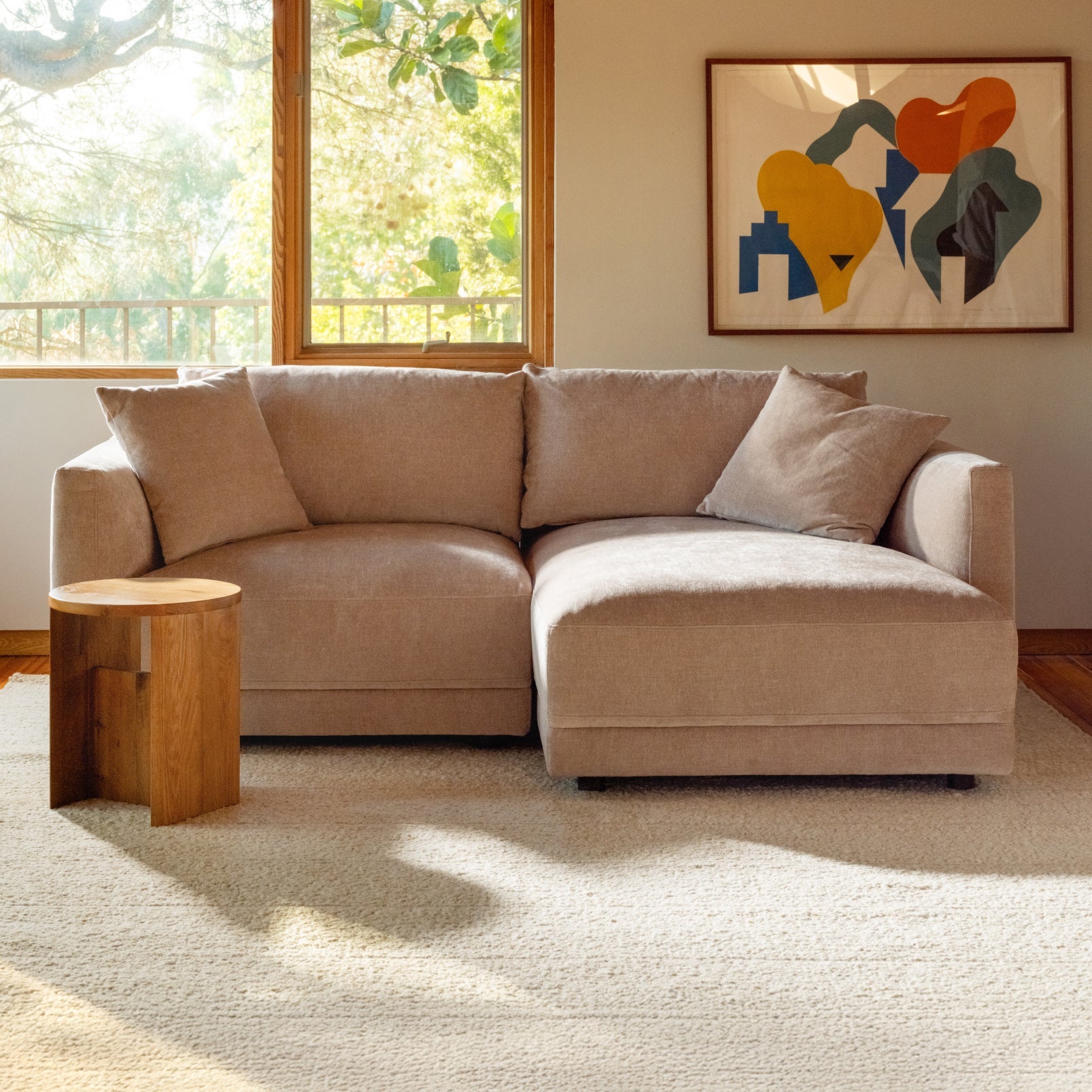 Canapé d'angle modulaire Soft Spot 2 pièces, coloris Noix de cajou