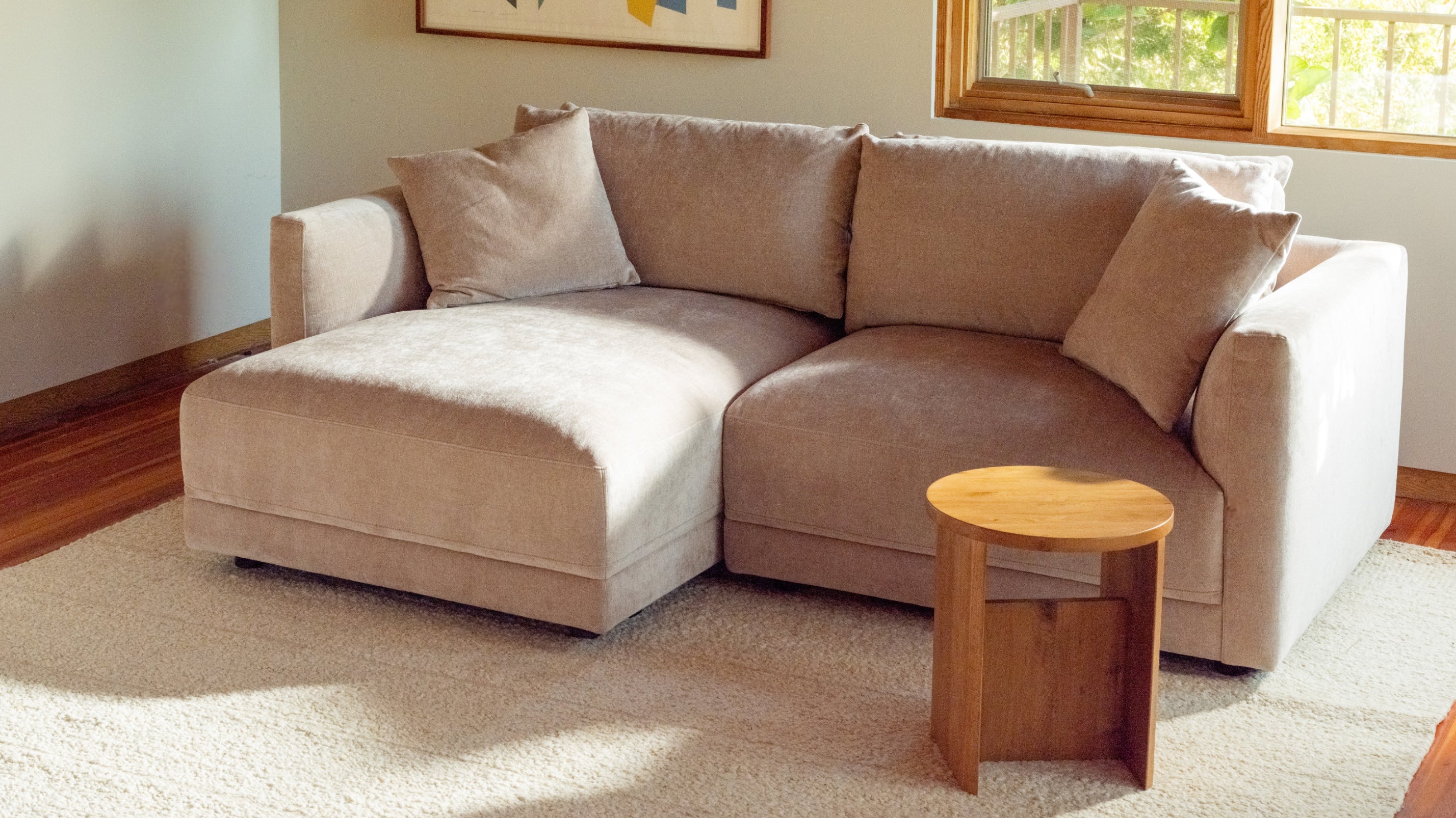 Canapé d'angle modulaire Soft Spot 2 pièces, coloris gauche, couleur noix de cajou