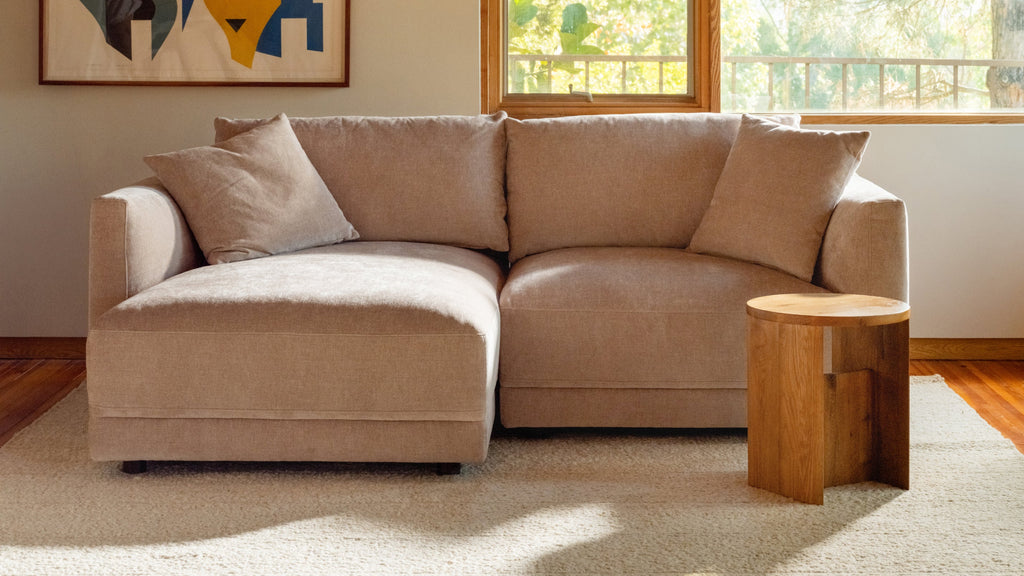 Canapé d'angle modulaire Soft Spot 2 pièces, coloris gauche, couleur noix de cajou