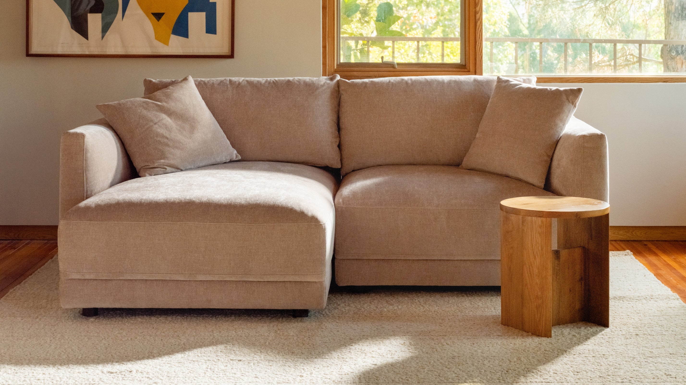 Canapé d'angle modulaire Soft Spot 2 pièces, coloris gauche, couleur noix de cajou