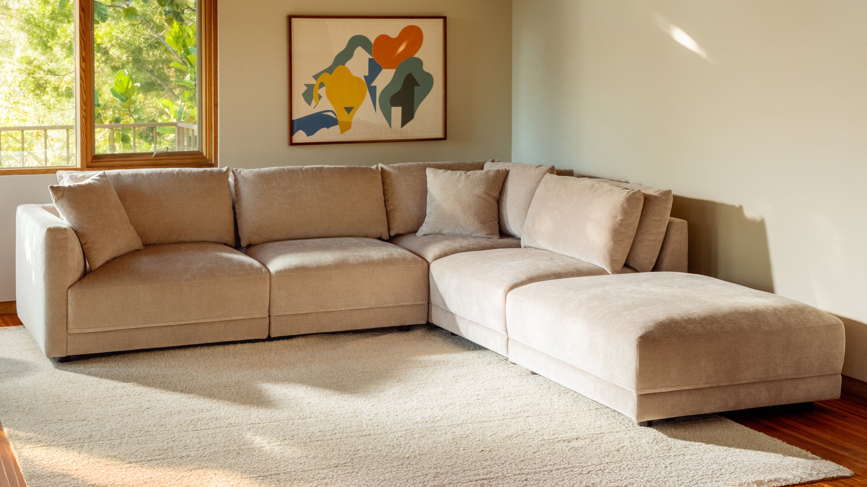 Canapé d'angle modulaire 5 pièces Soft Spot, coloris Noix de cajou