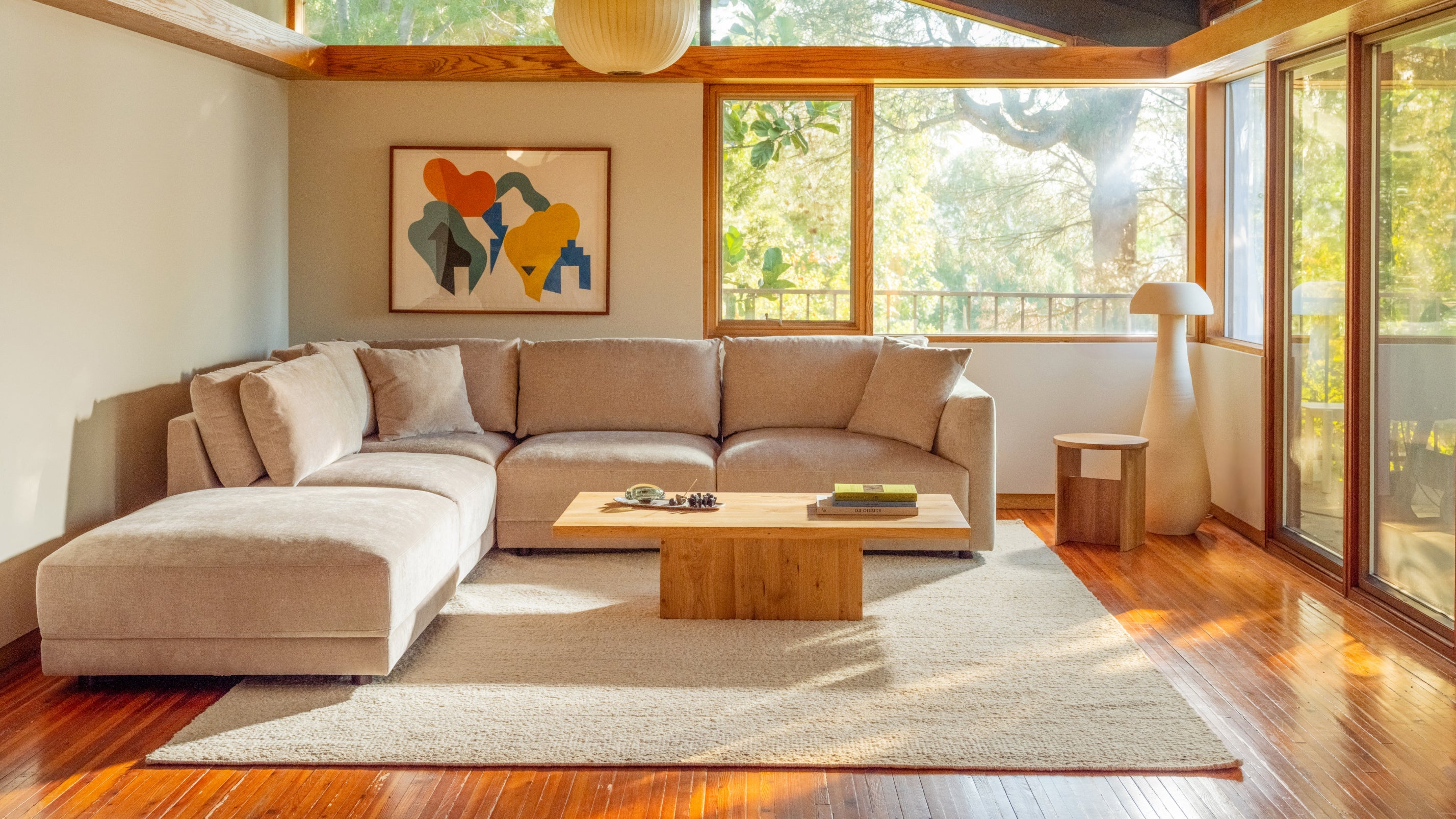 Canapé d'angle modulaire 5 pièces Soft Spot, coloris gauche, couleur noix de cajou