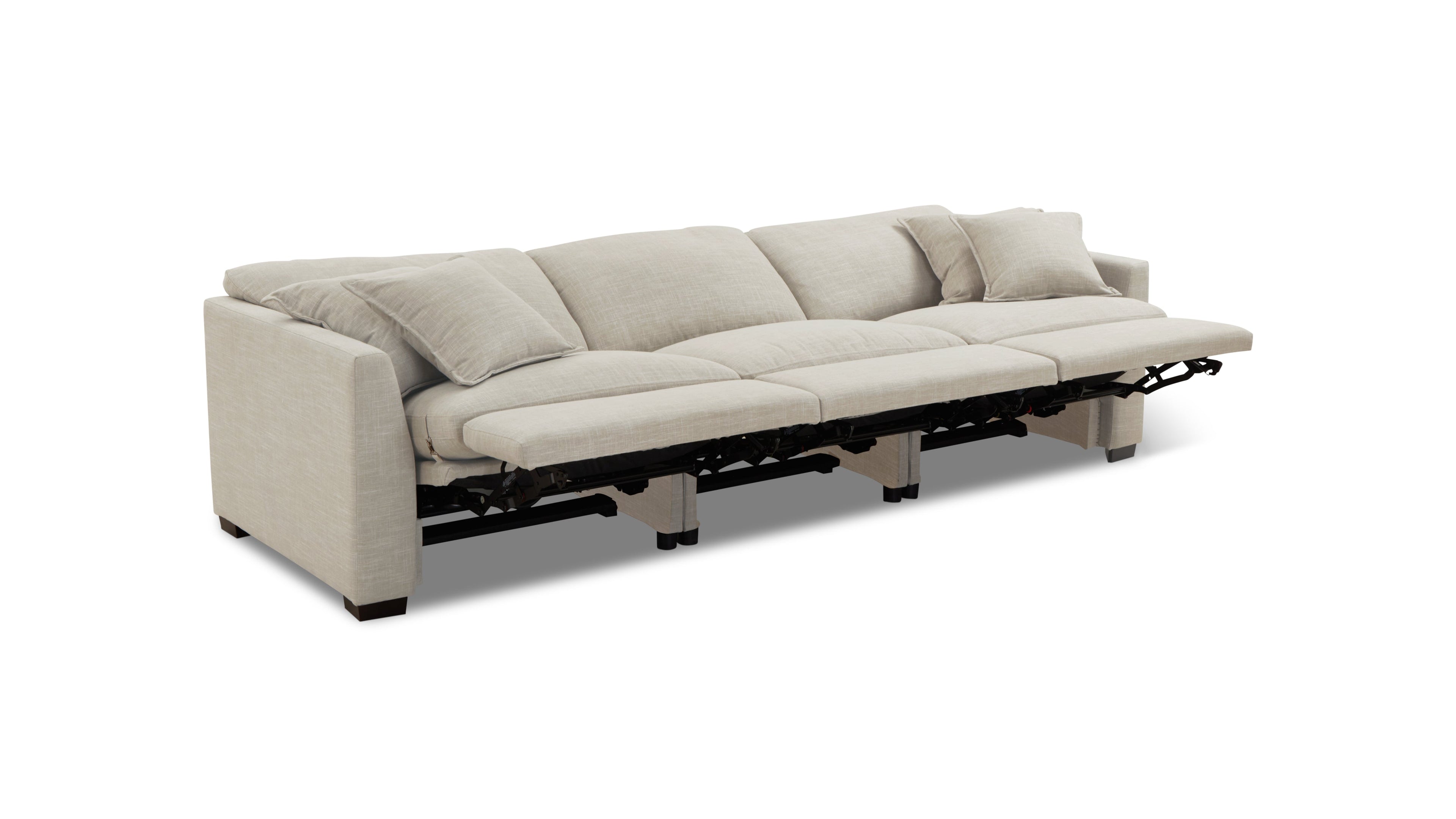 Canapé modulable 3 pièces avec fauteuil inclinable électrique amovible, couleur galet clair