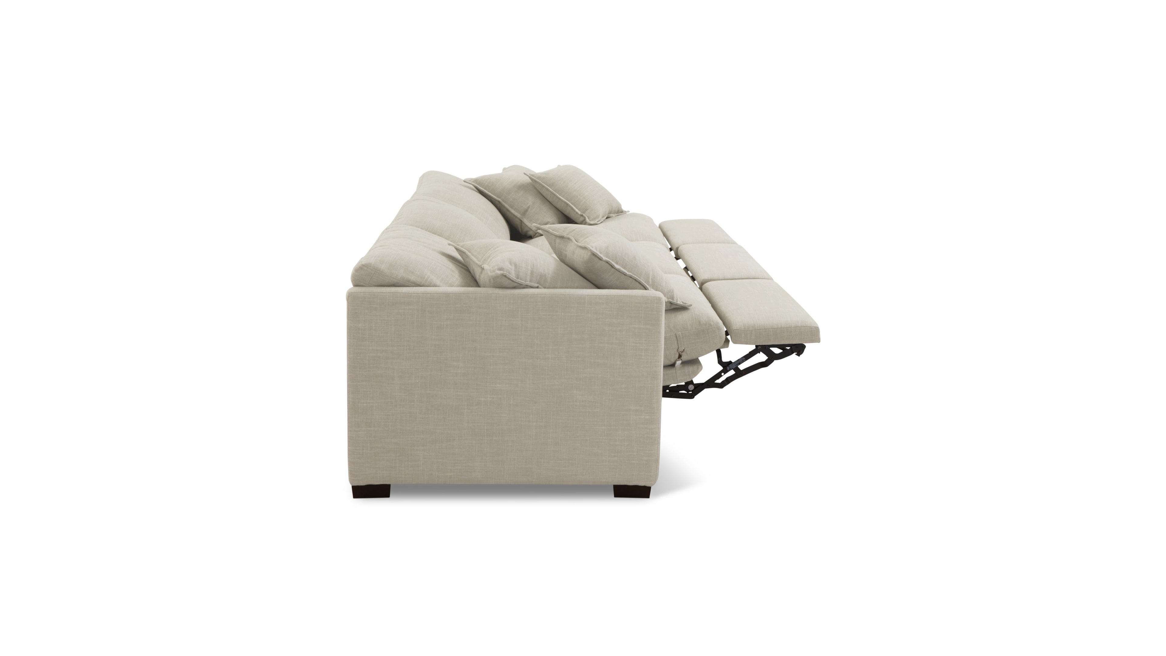 Canapé modulable 3 pièces avec fauteuil inclinable électrique amovible, couleur galet clair