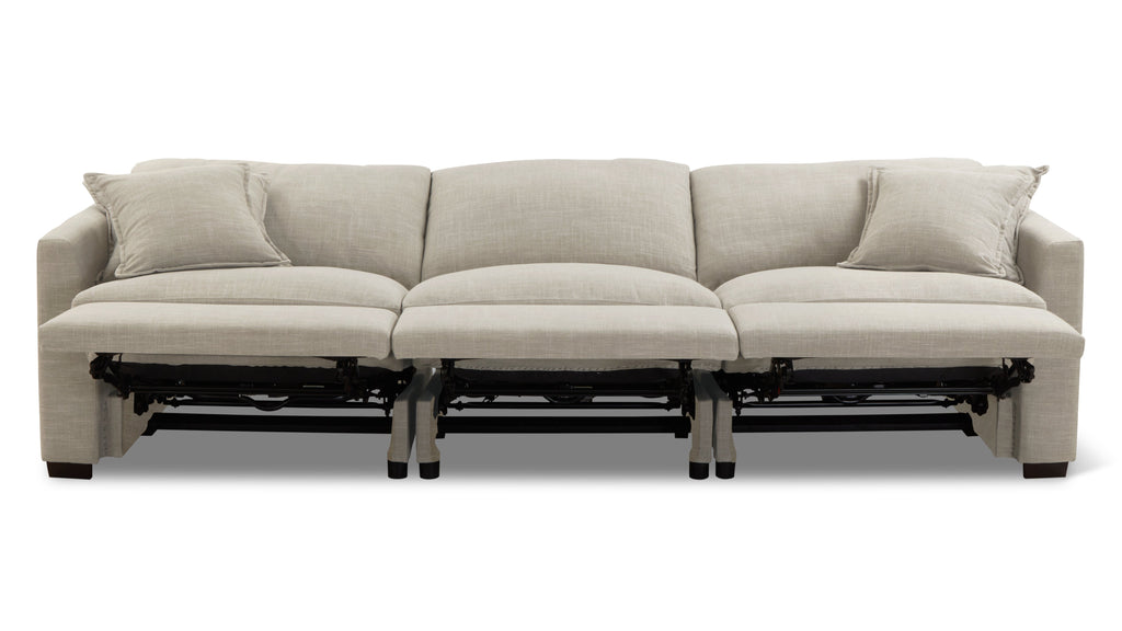 Canapé modulable 3 pièces avec fauteuil inclinable électrique amovible, couleur galet clair