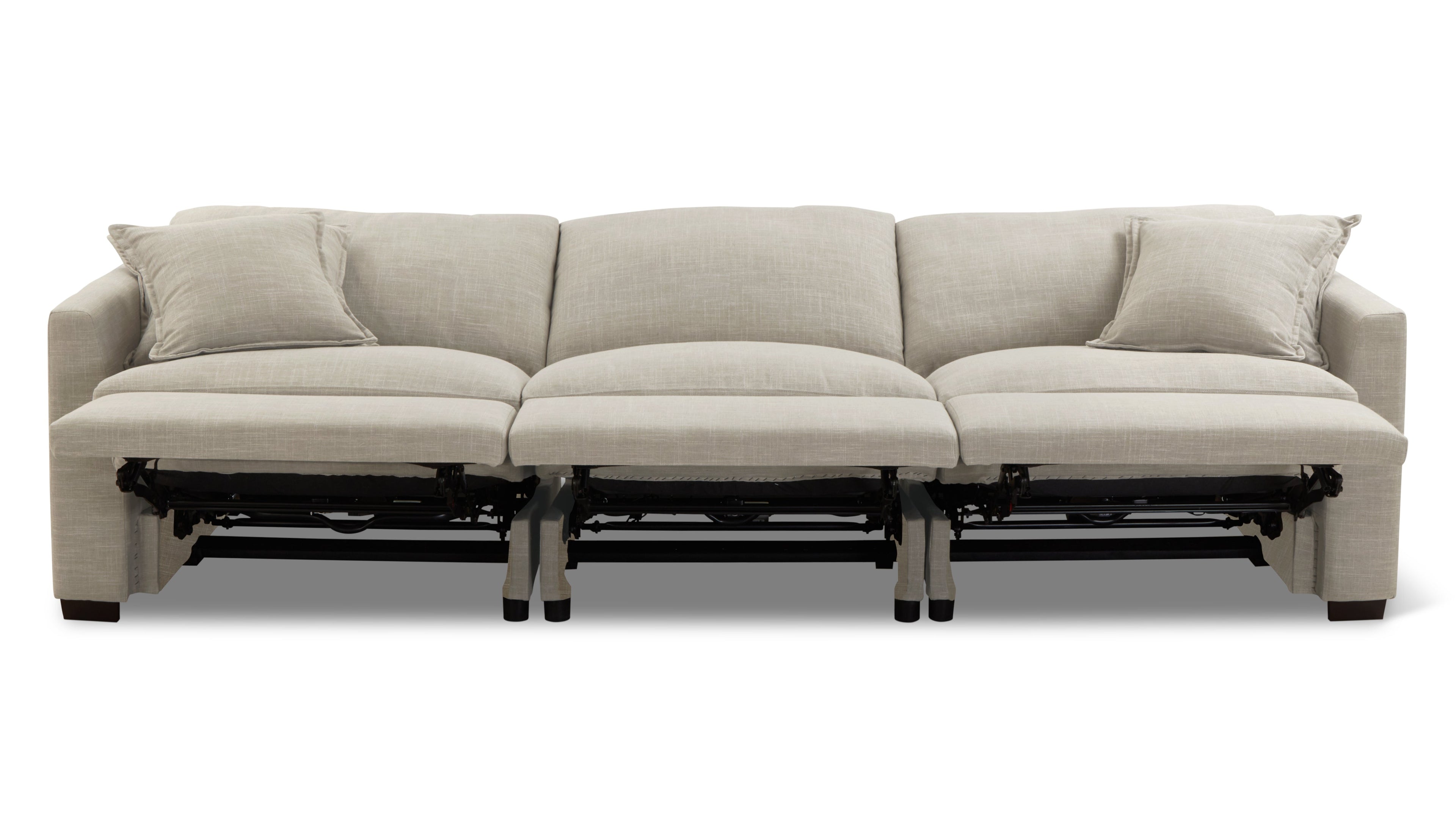 Canapé modulable 3 pièces avec fauteuil inclinable électrique amovible, couleur galet clair