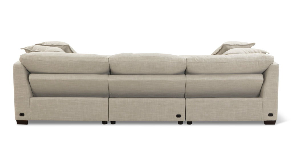 Canapé modulable 3 pièces avec fauteuil inclinable électrique amovible, couleur galet clair