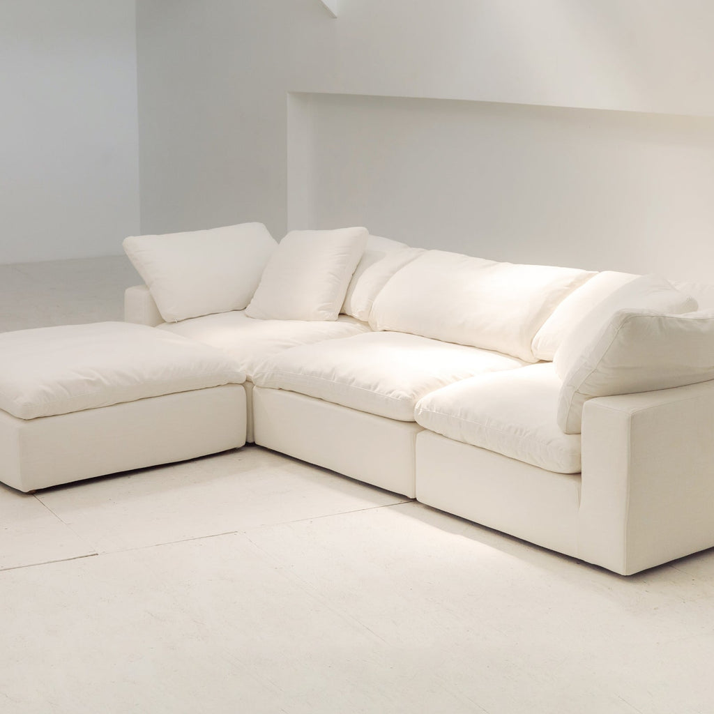 Canapé d'angle modulaire 4 pièces Movie Night™, grand modèle, lin crème